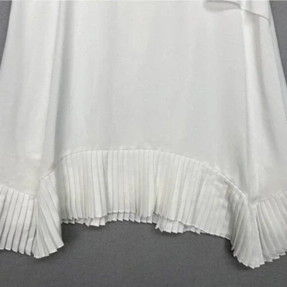 NEW BCBGMAXAZRIA Ruffled Pleated High-Low Cocktail White Dress - Picture 3 of 8